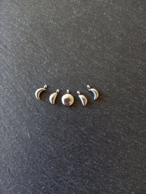 Set of 5 Stainless Steel Phases of the Moon Charms