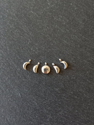 Set of 5 Stainless Steel Phases of the Moon Charms