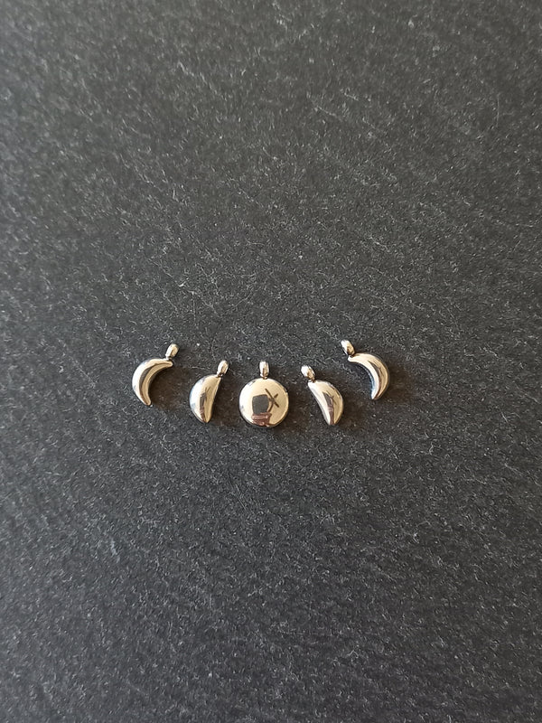 Set of 5 Stainless Steel Phases of the Moon Charms