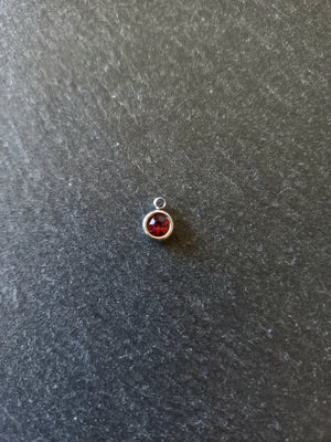 8 or 40 Round Stainless Steel Charms with Ruby Red Rhinestone 8.5x6x3mm