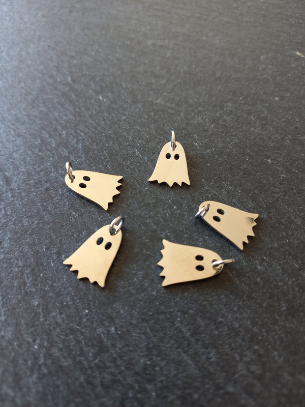 2 or 10 Ghost Charms Stainless Steel 14.5x10.5mm