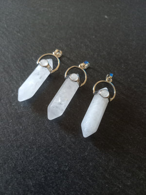 Natural Quartz Crystal Pendant Approx. 40x1x13mm