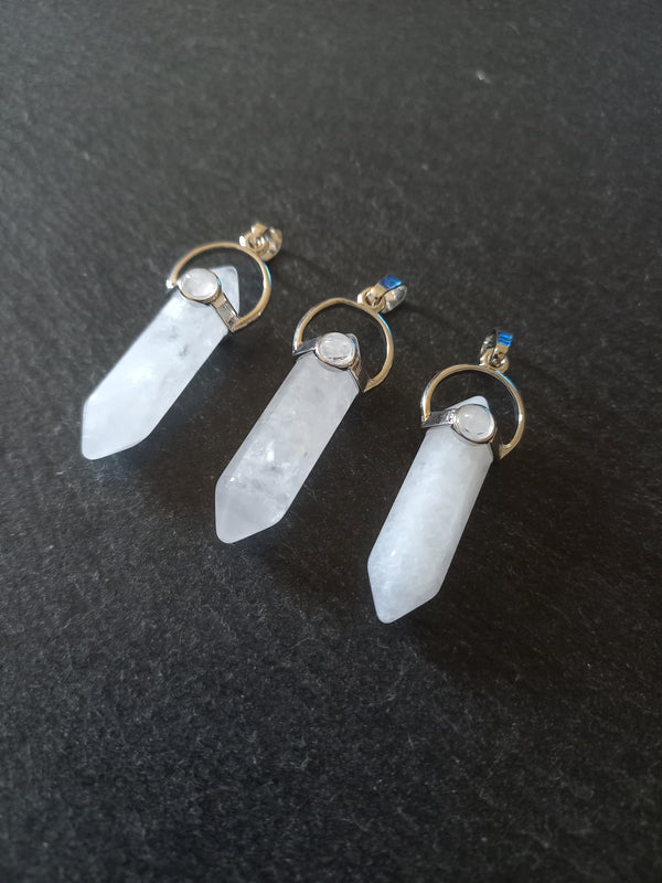 Natural Quartz Crystal Pendant Approx. 40x1x13mm