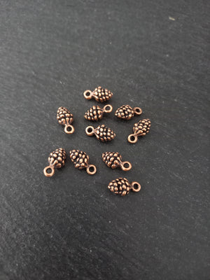 10 or 50 Little Pine Cone Charms Antique Copper Tone Alloy 13x7mm