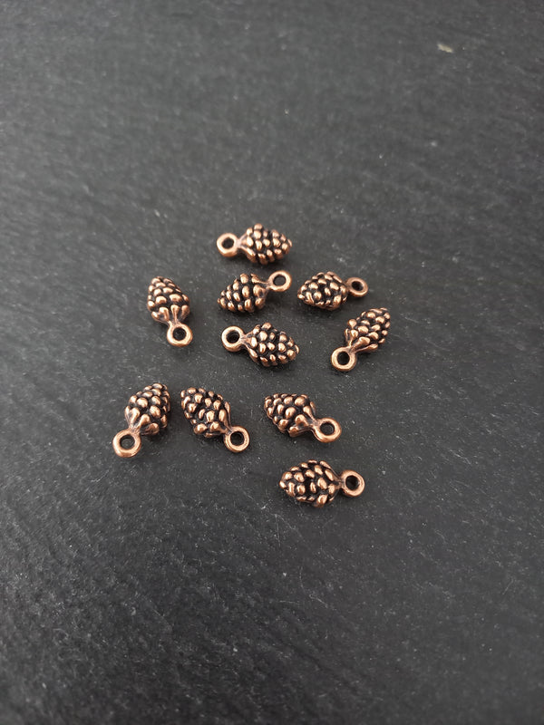 10 or 50 Little Pine Cone Charms Antique Copper Tone Alloy 13x7mm
