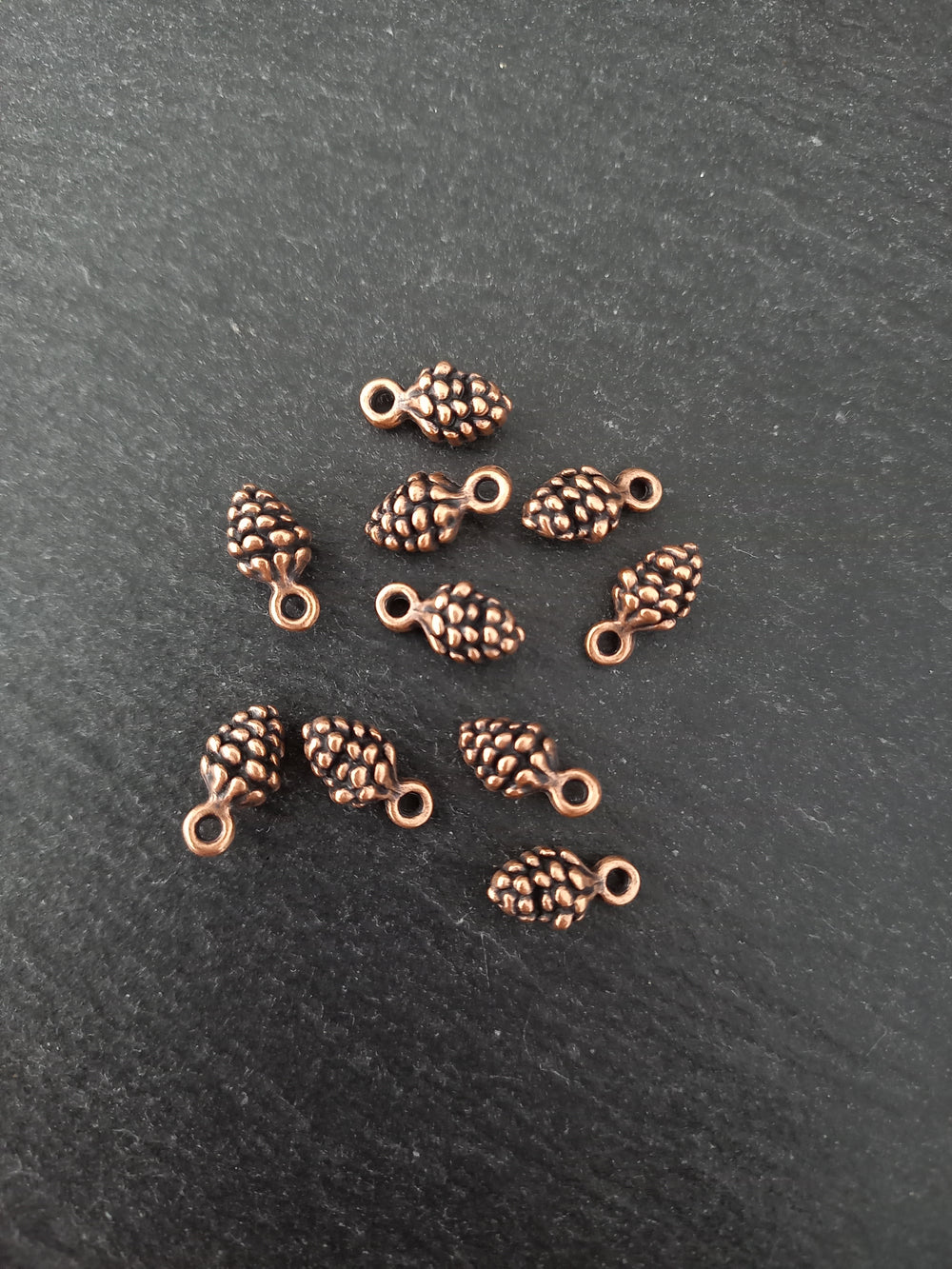 10 or 50 Little Pine Cone Charms Antique Copper Tone Alloy 13x7mm