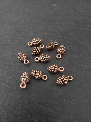 10 or 50 Little Pine Cone Charms Antique Copper Tone Alloy 13x7mm
