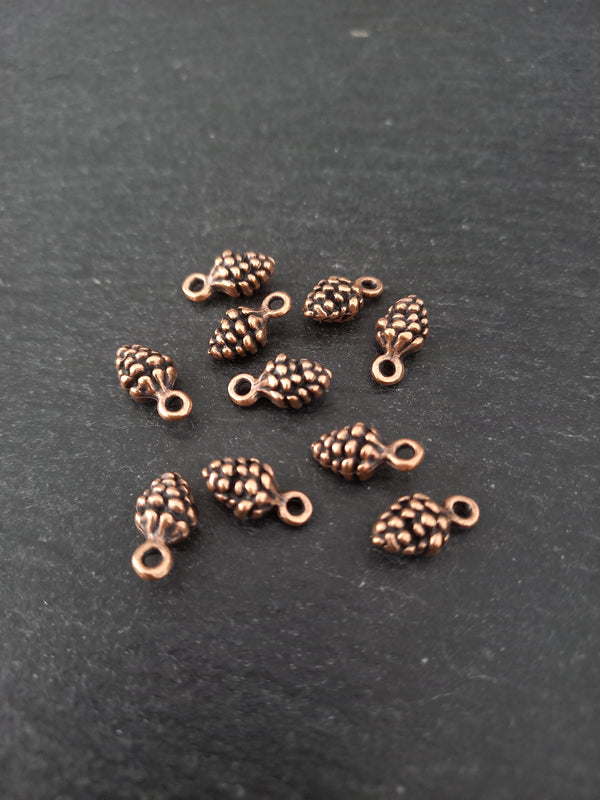 10 or 50 Little Pine Cone Charms Antique Copper Tone Alloy 13x7mm