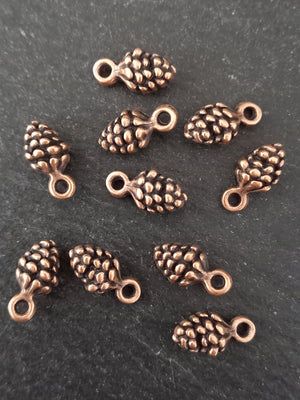 10 or 50 Little Pine Cone Charms Antique Copper Tone Alloy 13x7mm