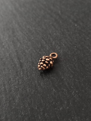 10 or 50 Little Pine Cone Charms Antique Copper Tone Alloy 13x7mm