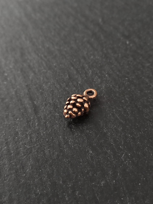 10 or 50 Little Pine Cone Charms Antique Copper Tone Alloy 13x7mm