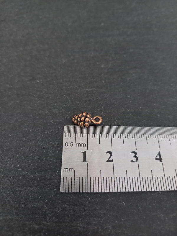 10 or 50 Little Pine Cone Charms Antique Copper Tone Alloy 13x7mm