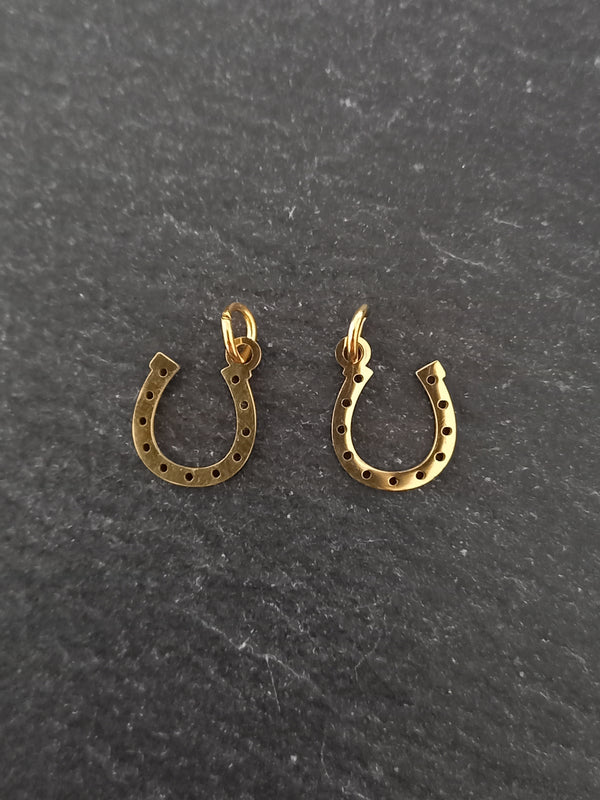 1 or 5 Lucky Horse Shoe Charms Gold Stainless Steel 13x10mm