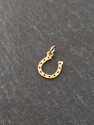 1 or 5 Lucky Horse Shoe Charms Gold Stainless Steel 13x10mm