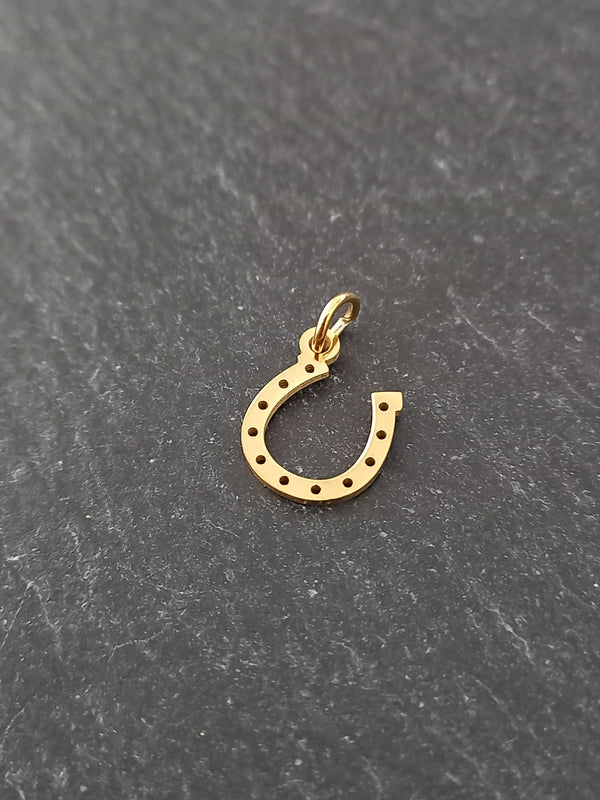 1 or 5 Lucky Horse Shoe Charms Gold Stainless Steel 13x10mm