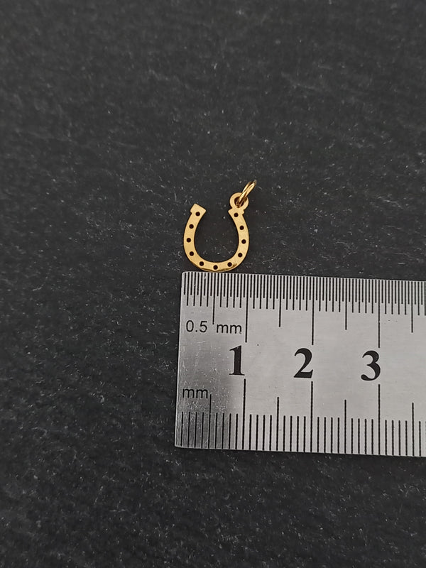 1 or 5 Lucky Horse Shoe Charms Gold Stainless Steel 13x10mm