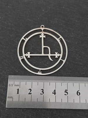 Large Stainless Steel Sigil of Lilith Pendant 47x44mm