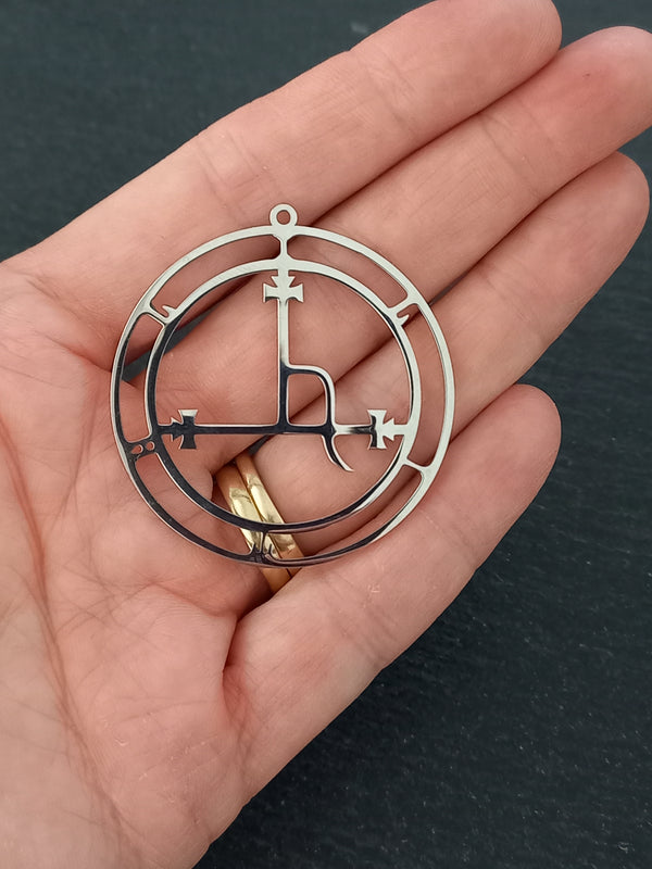 Large Stainless Steel Sigil of Lilith Pendant 47x44mm