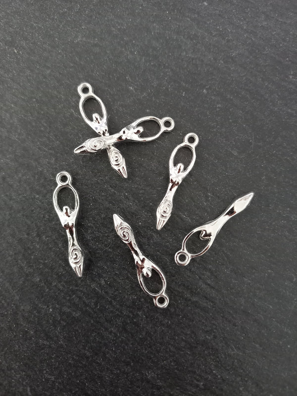 10 or 50 Spiral Goddess Charms Silver Tone Alloy 28x7mm Nickel FREE