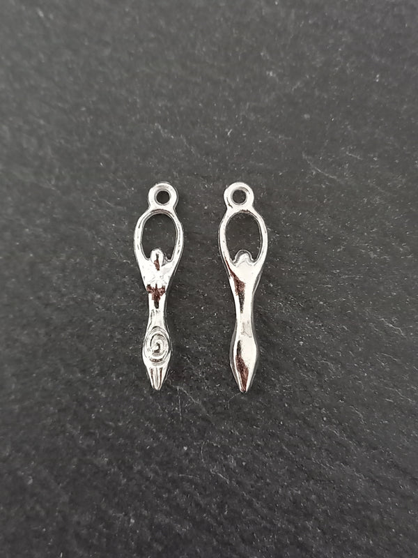 10 or 50 Spiral Goddess Charms Silver Tone Alloy 28x7mm Nickel FREE