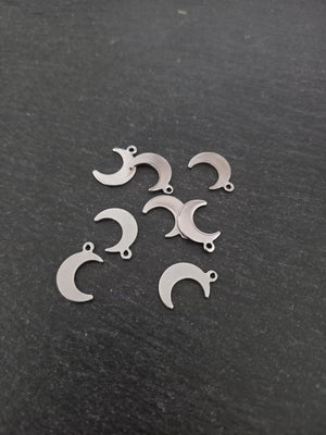 20 or 100 Stainless Steel Crescent Moon Charms 16x11mm