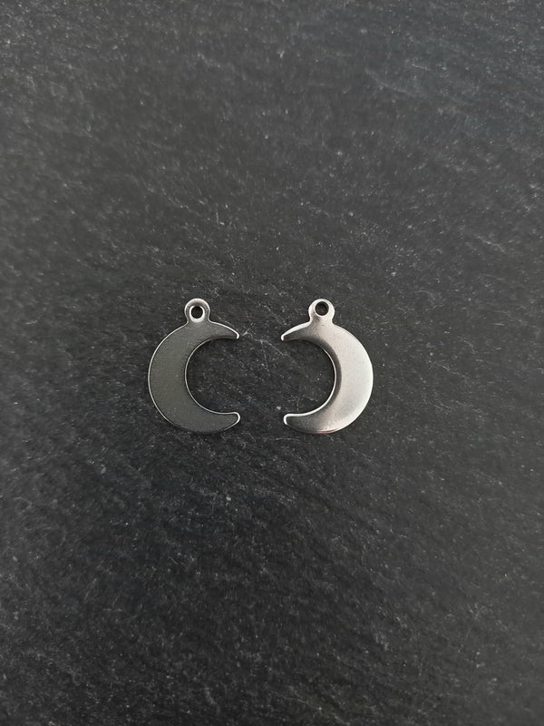 20 or 100 Stainless Steel Crescent Moon Charms 16x11mm