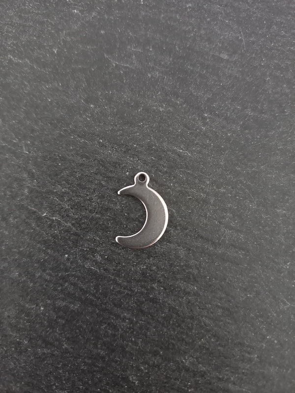 20 or 100 Stainless Steel Crescent Moon Charms 16x11mm