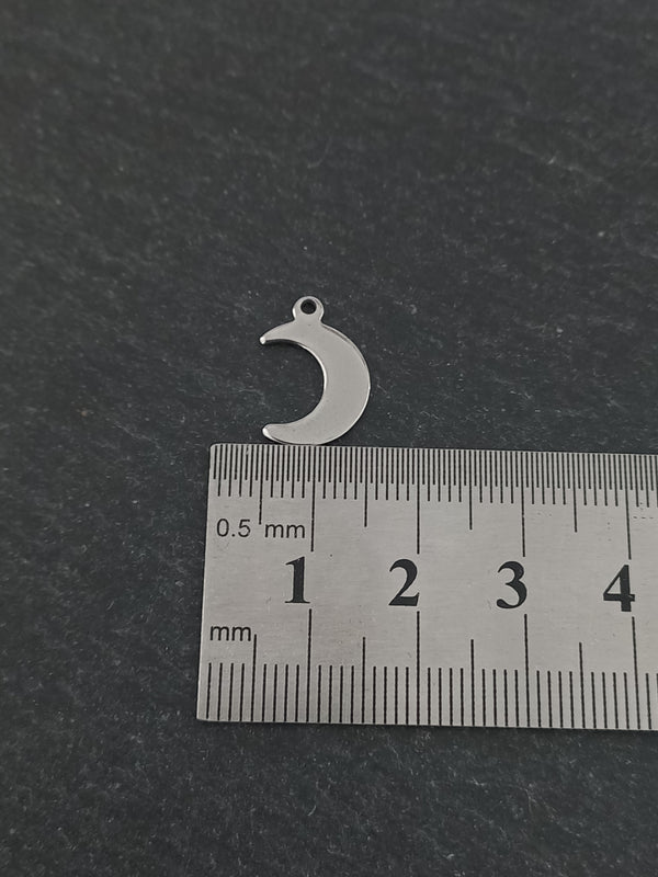 20 or 100 Stainless Steel Crescent Moon Charms 16x11mm