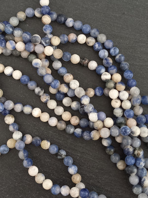 6.8mm Natural Sodalite Undyed Gemstone Beads Full 15 inch Strand