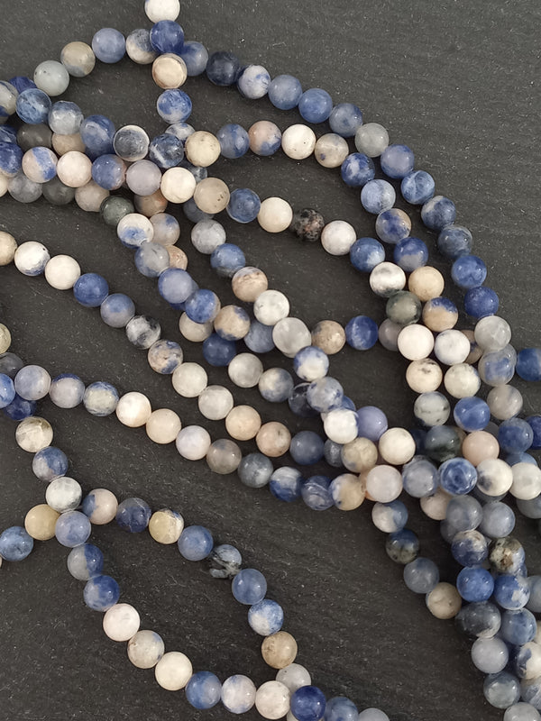 6.8mm Natural Sodalite Undyed Gemstone Beads Full 15 inch Strand