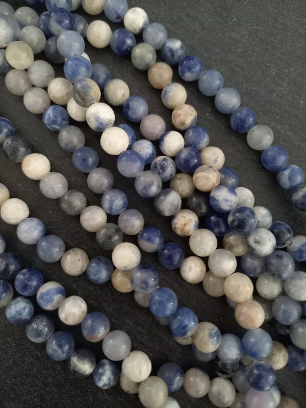 6.8mm Natural Sodalite Undyed Gemstone Beads Full 15 inch Strand