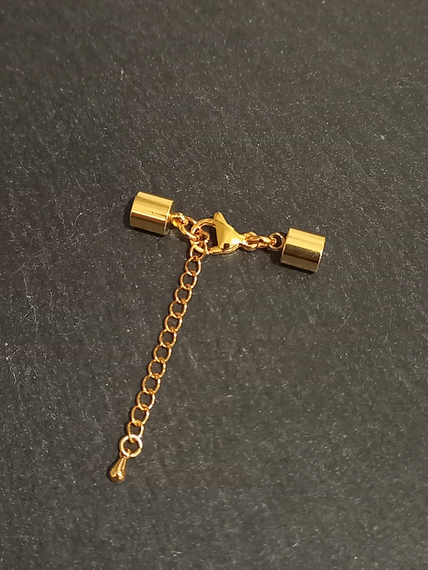1 or 5 Gold Stainless Steel End Cap Sets for 5.5mm Cord (6mm end caps)