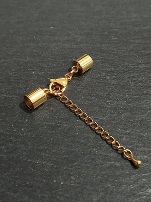 1 or 5 Gold Stainless Steel End Cap Sets for 5.5mm Cord (6mm end caps)
