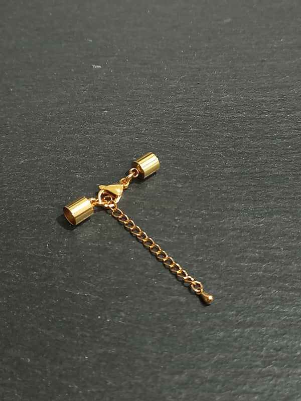 1 or 5 Gold Stainless Steel End Cap Sets for 5.5mm Cord (6mm end caps)