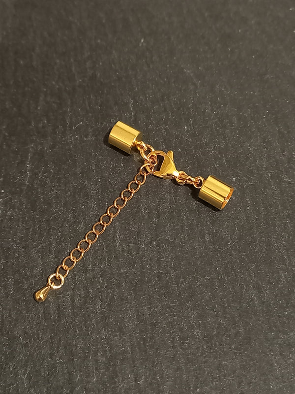 1 or 5 Gold Stainless Steel End Cap Sets for 5.5mm Cord (6mm end caps)