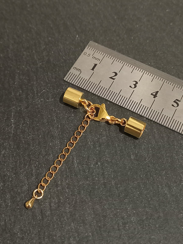 1 or 5 Gold Stainless Steel End Cap Sets for 5.5mm Cord (6mm end caps)