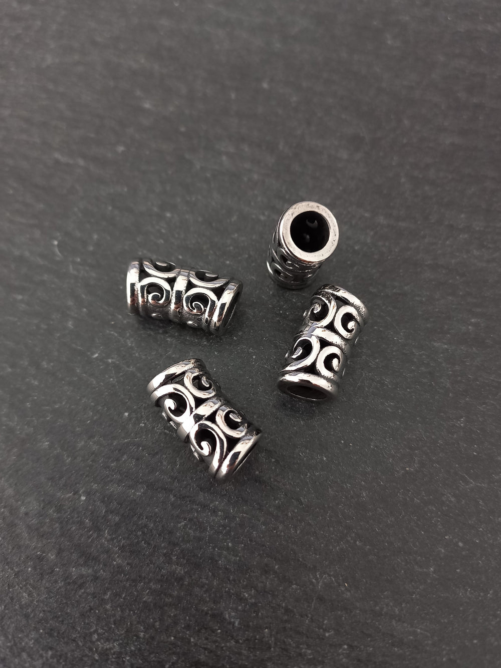 1 or 5 Stainless Steel Curved Tube Beads 16x8mm Hole: 5.5mm