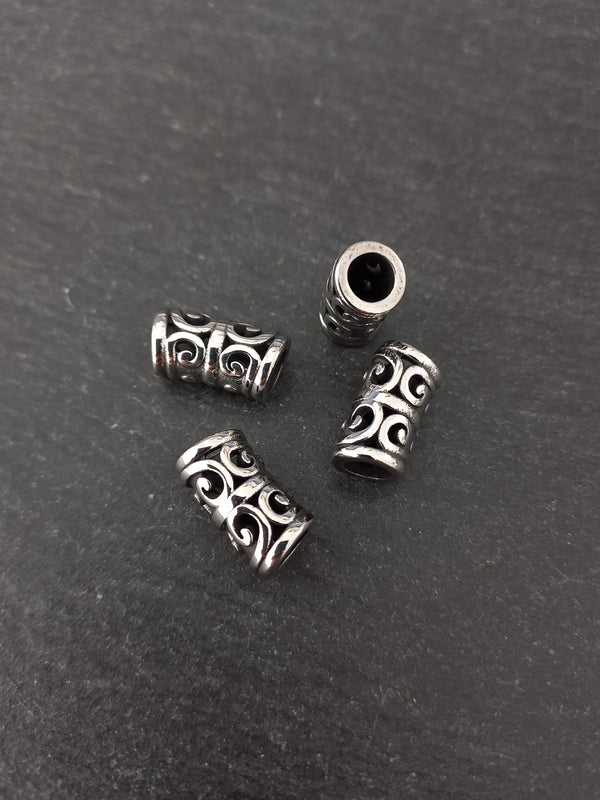 1 or 5 Stainless Steel Curved Tube Beads 16x8mm Hole: 5.5mm