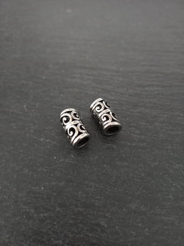 1 or 5 Stainless Steel Curved Tube Beads 16x8mm Hole: 5.5mm