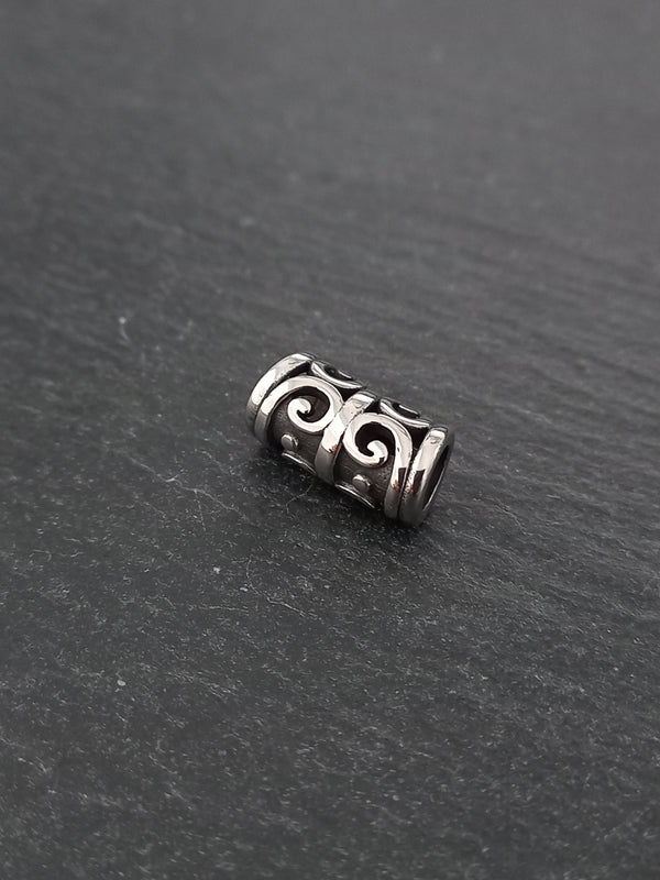 1 or 5 Stainless Steel Curved Tube Beads 16x8mm Hole: 5.5mm