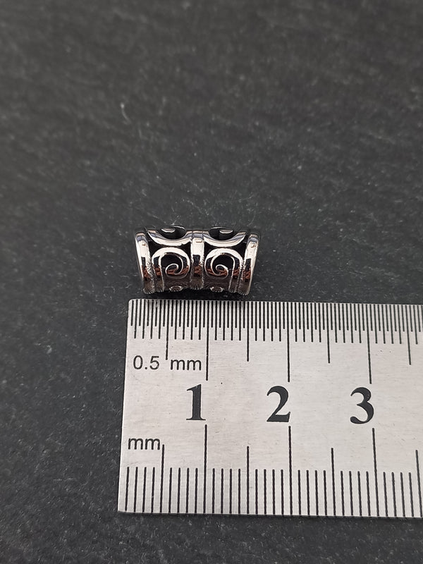 1 or 5 Stainless Steel Curved Tube Beads 16x8mm Hole: 5.5mm