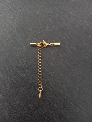 2 or 10 Gold Stainless Steel End Cap Sets for 2mm (2.5mm end caps)