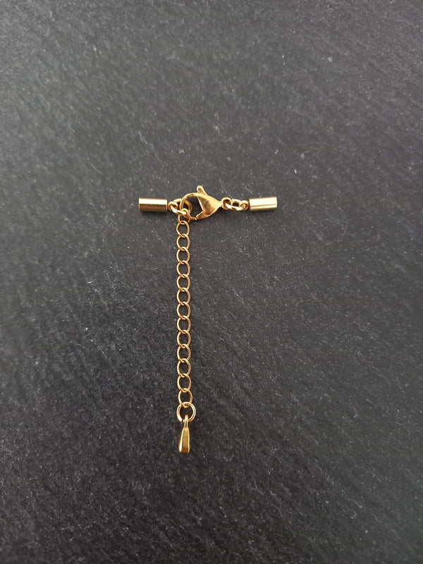 2 or 10 Gold Stainless Steel End Cap Sets for 2mm (2.5mm end caps)