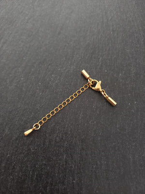 2 or 10 Gold Stainless Steel End Cap Sets for 2mm (2.5mm end caps)