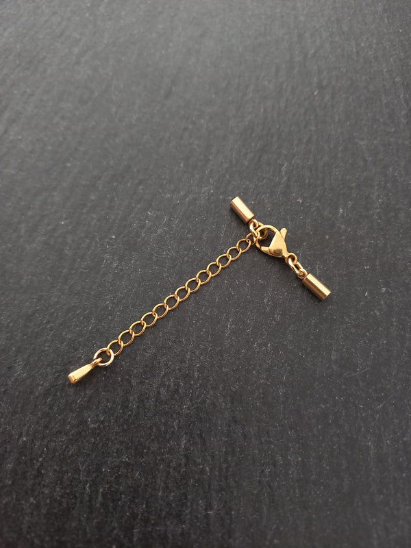 2 or 10 Gold Stainless Steel End Cap Sets for 2mm (2.5mm end caps)
