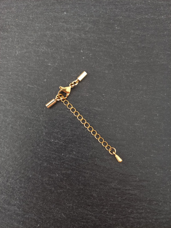 2 or 10 Gold Stainless Steel End Cap Sets for 2mm (2.5mm end caps)