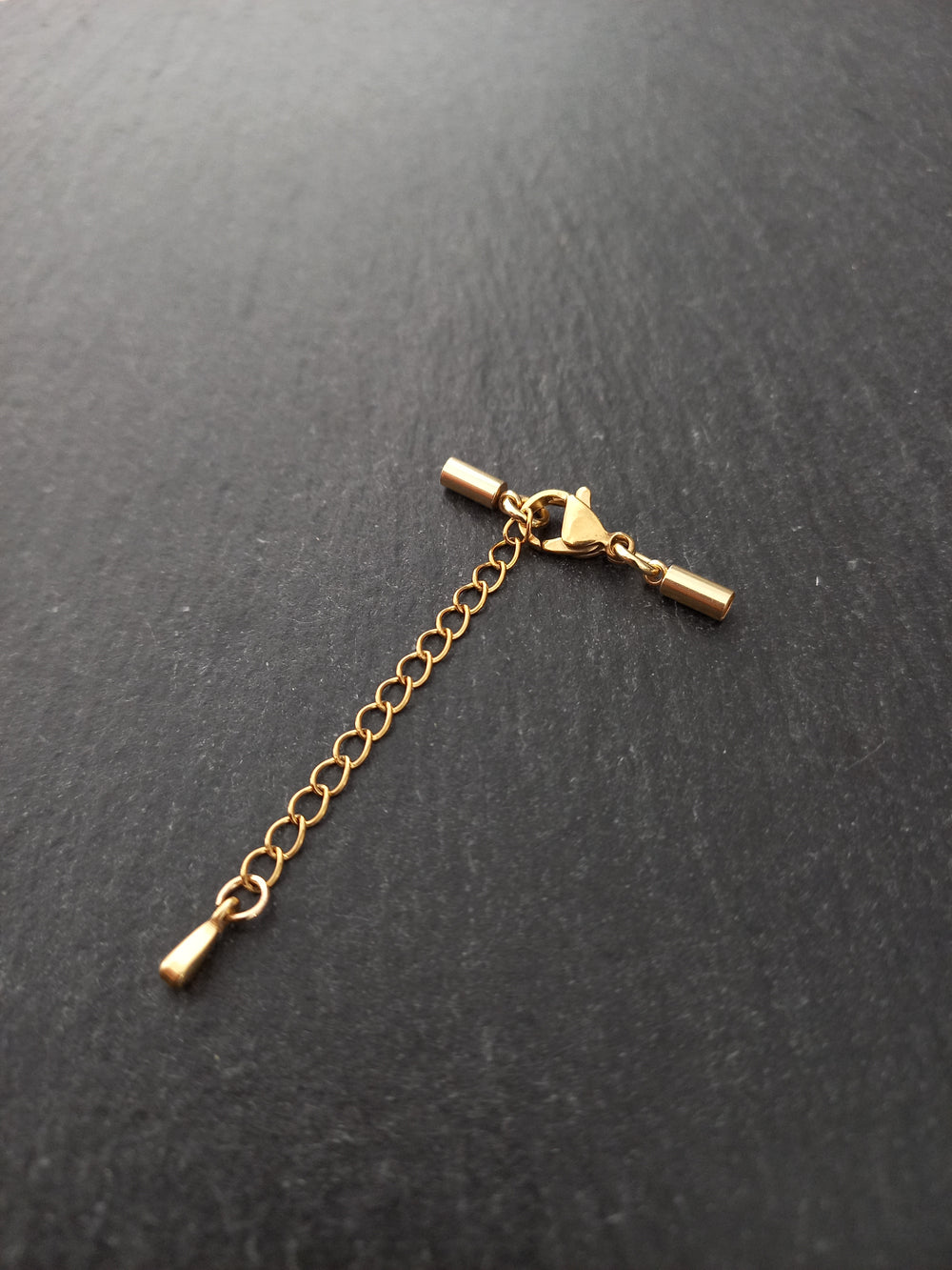 2 or 10 Gold Stainless Steel End Cap Sets for 2mm (2.5mm end caps)