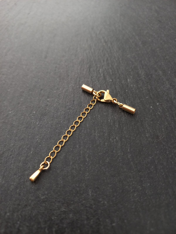 2 or 10 Gold Stainless Steel End Cap Sets for 2mm (2.5mm end caps)