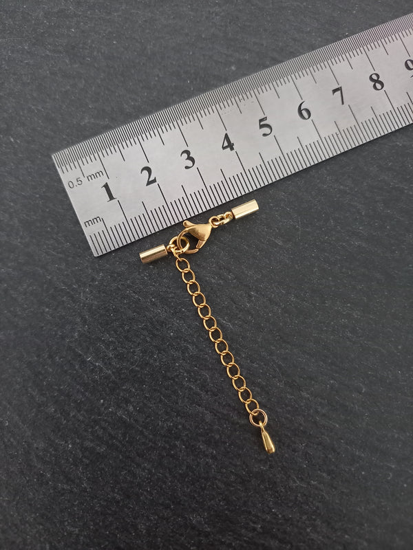 2 or 10 Gold Stainless Steel End Cap Sets for 2mm (2.5mm end caps)