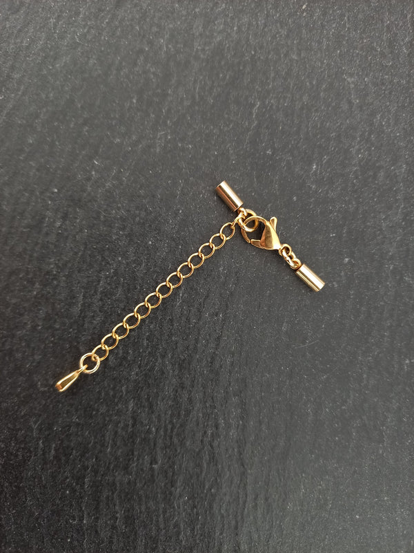 2 or 10 Gold Stainless Steel End Cap Sets for 2mm (2.5mm end caps)